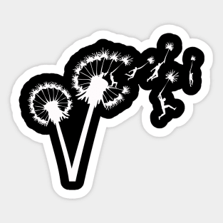 Dandelion People Flight - white silhouette Sticker